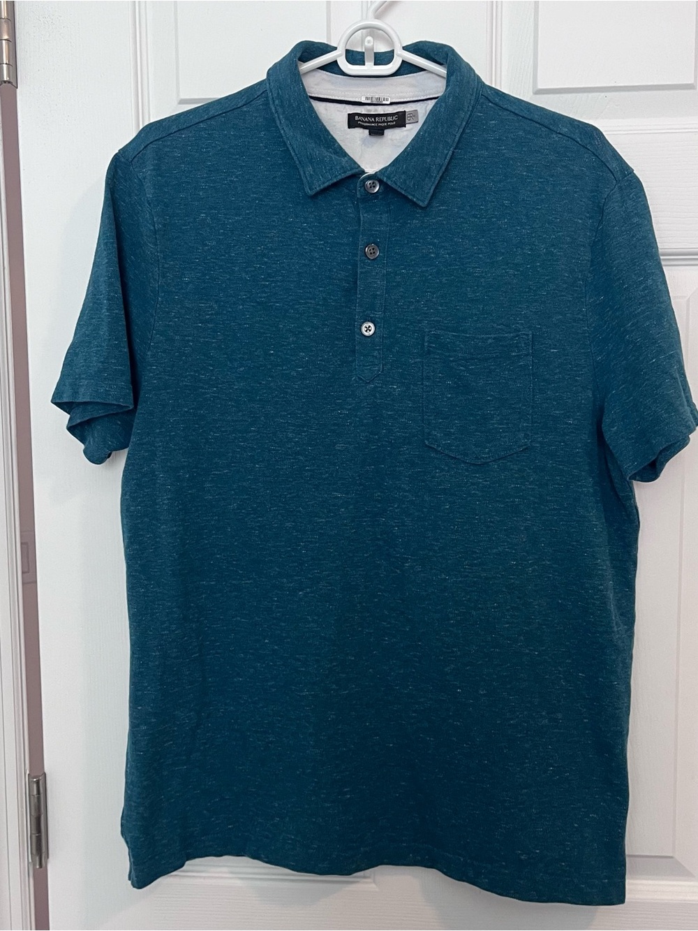 Banana Republic Performance Pique Polo Men’s SZ L Blue/Green Short Sleeve Shirt